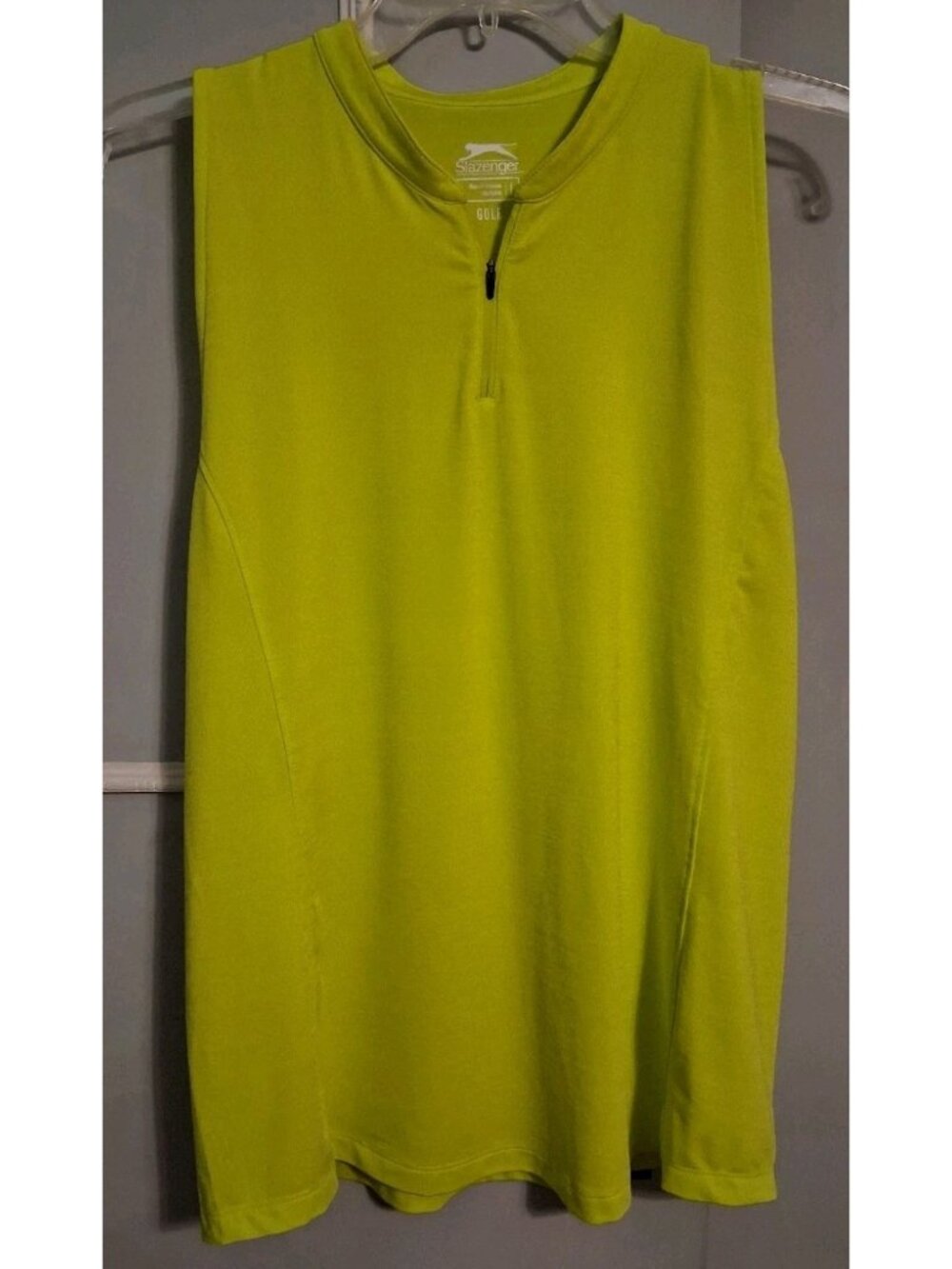 Slazenger Golf Top Womens L Green Sleeveless Quarter Zip Athletic Shirt